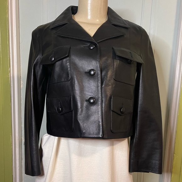 Michael Kors Italian Leather Crop Jacket ( Pre-loved ) - Picture 1 of 8